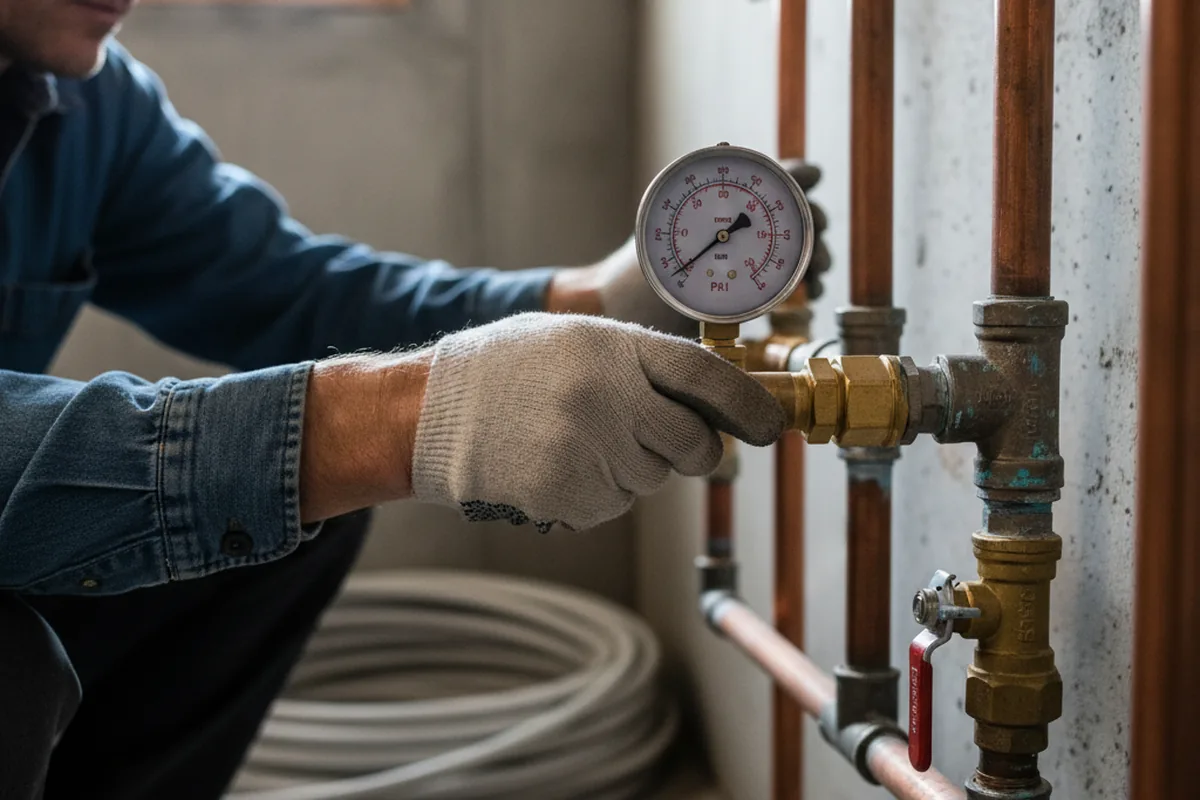 Pressure testing a repaired line during Water Line Repair in Stevenson